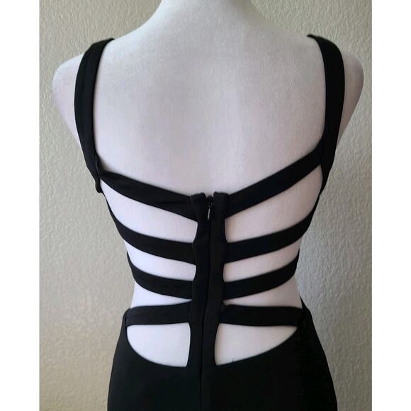 Alyce Paris Retro Babydoll Mini Black Dress Sz 00 NYE Evening Cutout Party Y2K - Picture 8 of 12